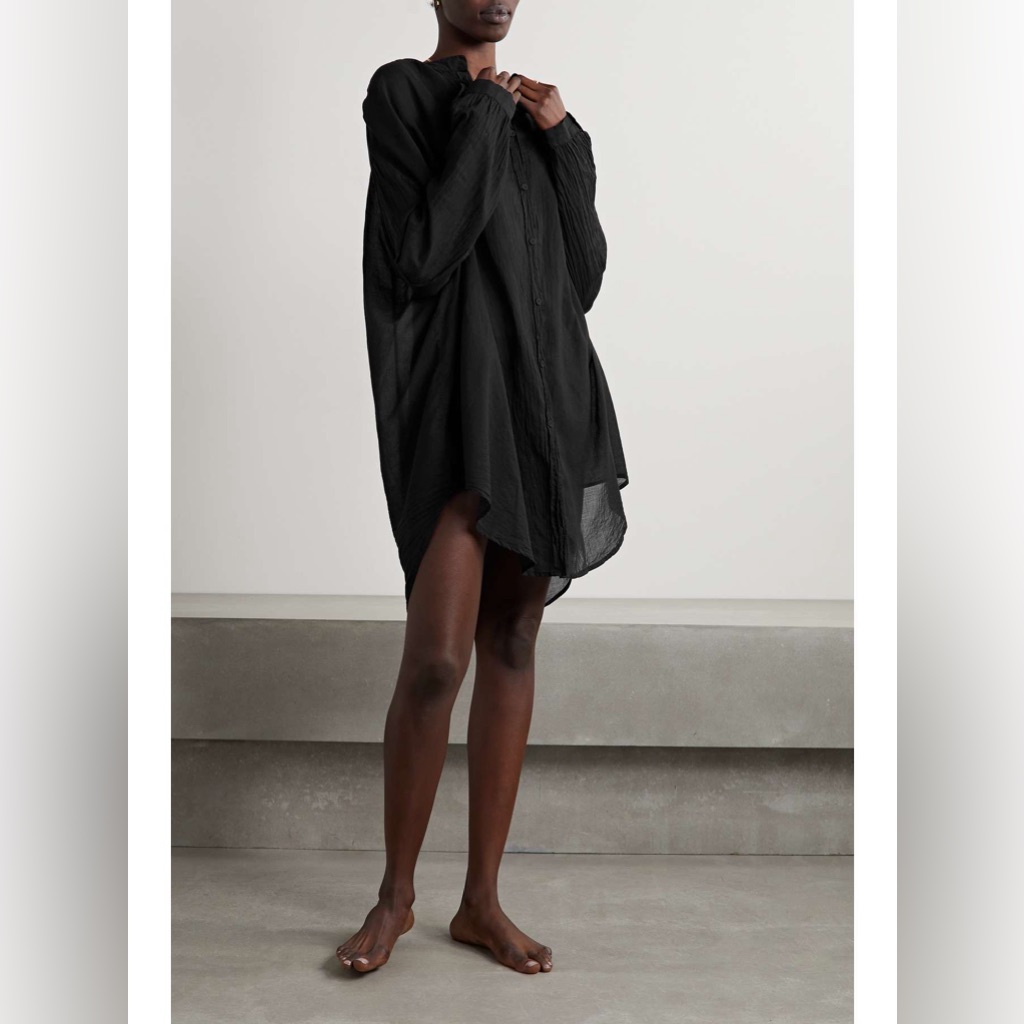 Skin Brea Oversized Cotton-Voile Kaftan - Black